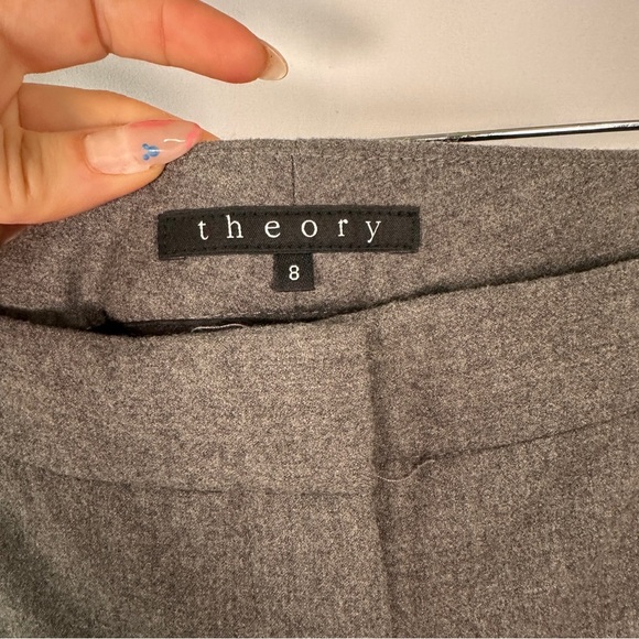 Theory Wool Blend Bootcut Pants Quiet Luxury Minimalist Tailored Gray Size 8 - Picture 11 of 17